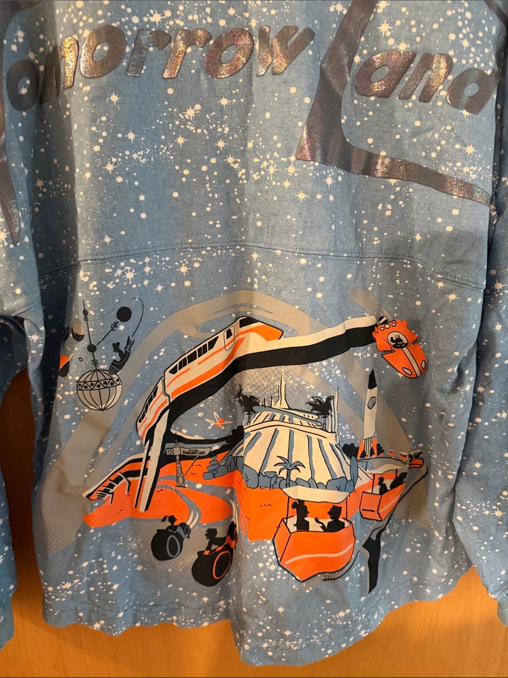 Disney Tomorrow Land Star Print Crewneck Spirit Jersey Sweatshirt Blue Small - Picture 9 of 9